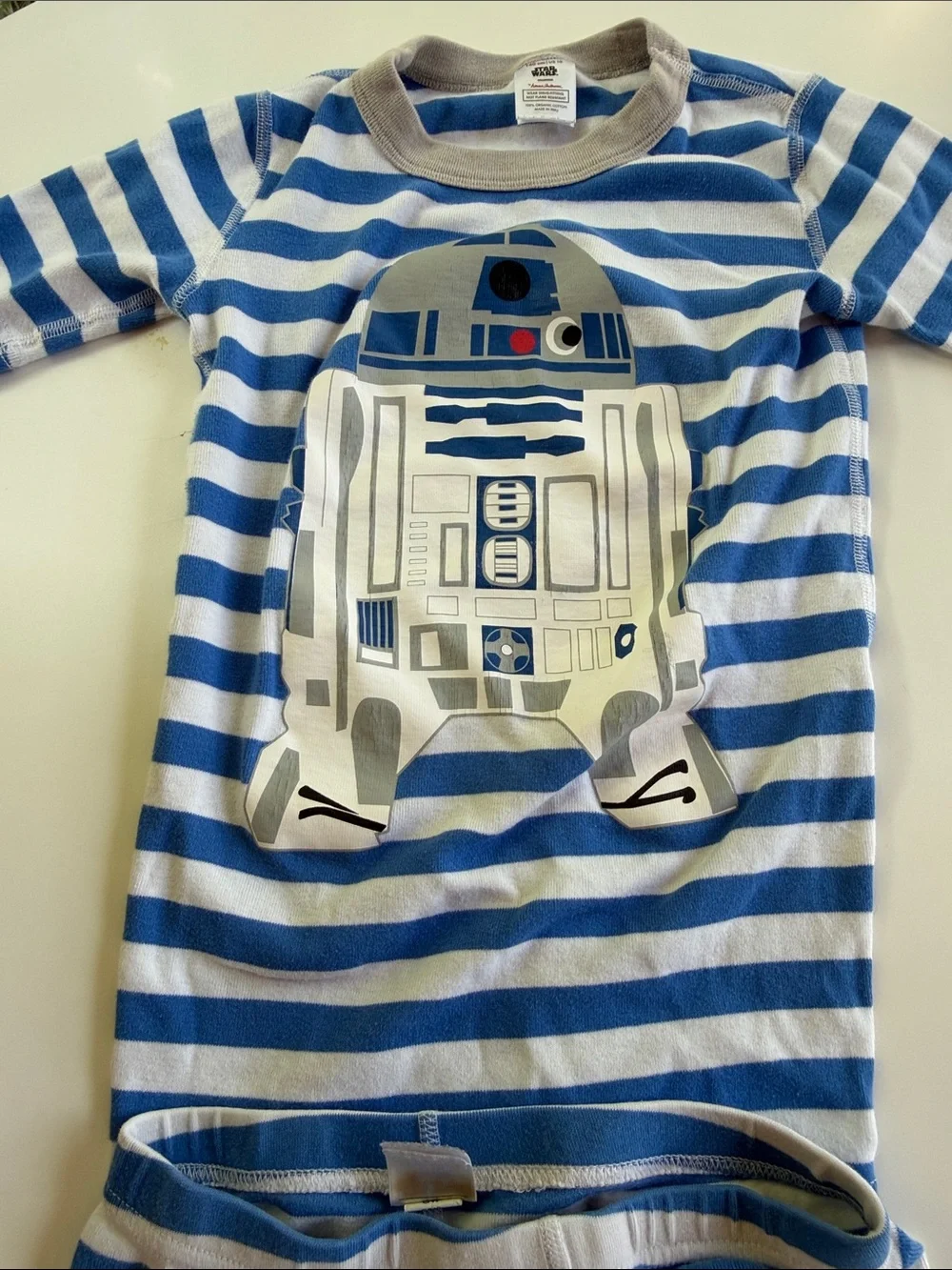 Hanna Andersson Blue and White Striped R2-D2 Kids Pajama Set
